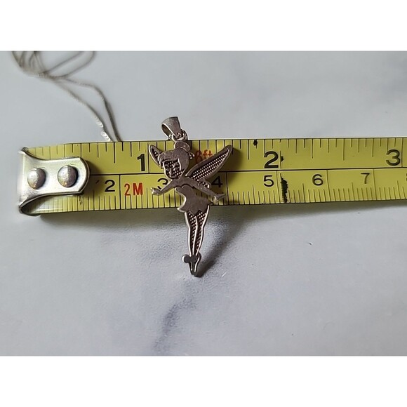 Disney 925 Sterling Silver Tinker Bell Pendant Necklace Vintage Italy JCM - Picture 9 of 10